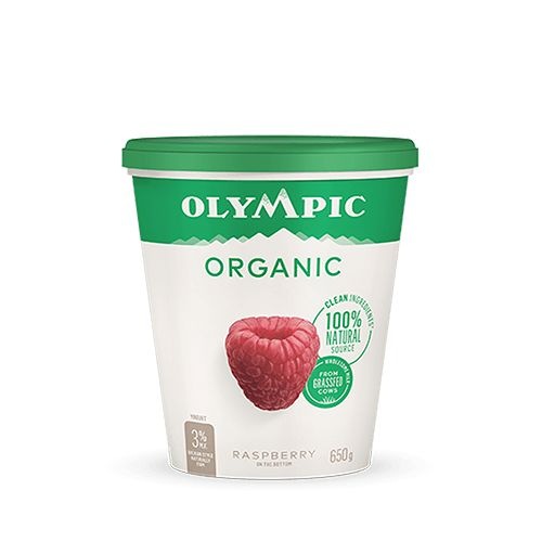 Olympic Organic Greek Yoghurt Raspberry Flavor 650g